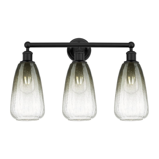 Innovations Brookhaven Almond 24in 3-Light Bath Vanity | Industrial Matte Black Steel and Cast Brass with Slate Glass Shades | Model 616-3W-BK-G480-6SL