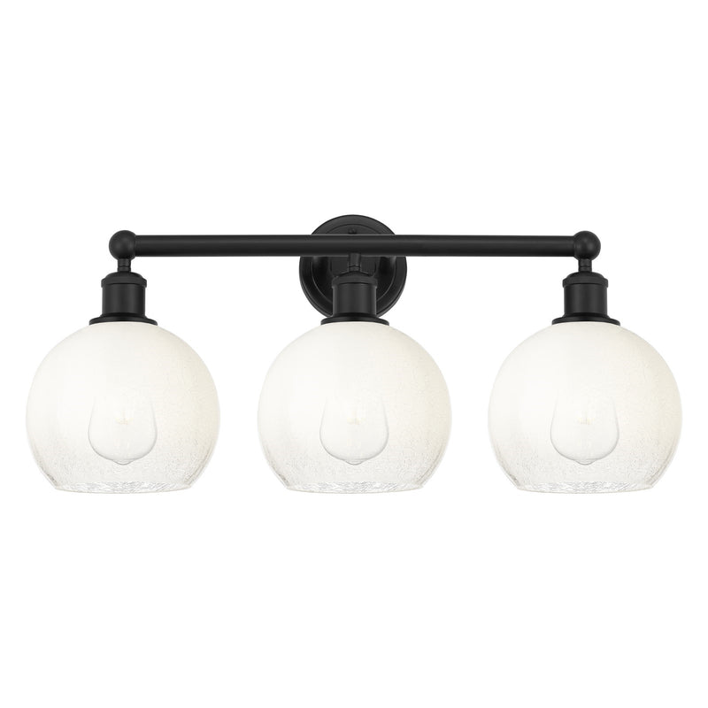 Innovations Brookhaven Globe 26in 3-Light Bath Vanity | Industrial Matte Black Steel and Opal Glass | Bathroom Vanity | 25.88 x | Model 616-3W-BK-G483-8OP