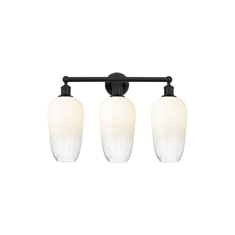 Innovations Brookhaven Flute 25in 3-Light Bath Vanity | Industrial Modern Matte Black Steel and Opal Glass | Bathroom Vanity | Model 616-3W-BK-G484-7OP