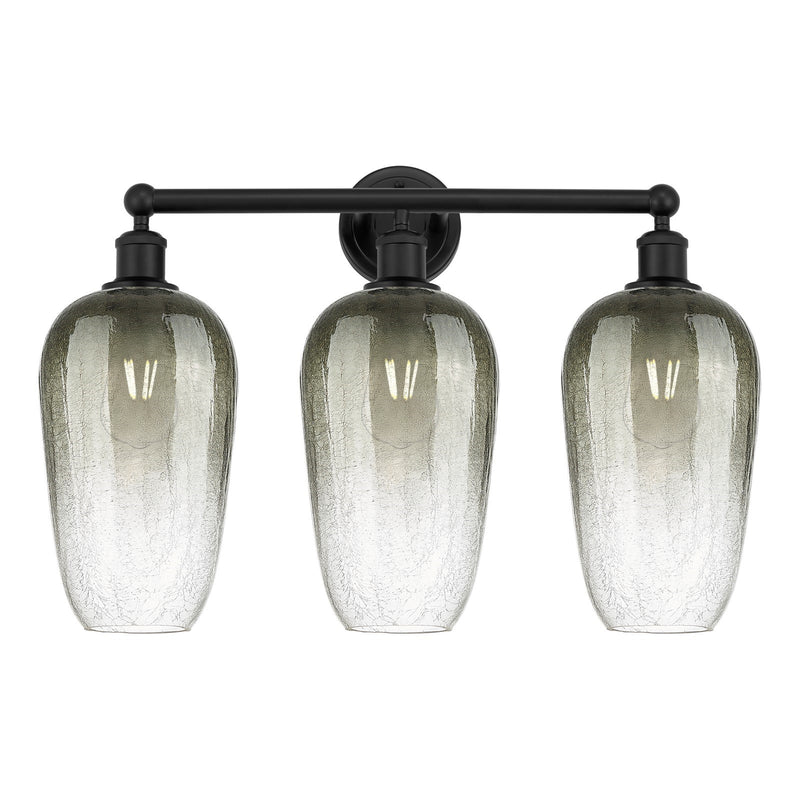 Innovations Brookhaven Flute 25in 3-Light Bath Vanity | Industrial Matte Black Steel and Cast Brass with Slate Glass Shades | Model 616-3W-BK-G484-7SL