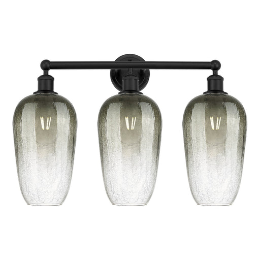 Innovations Brookhaven Flute 25in 3-Light Bath Vanity | Industrial Matte Black Steel and Cast Brass with Slate Glass Shades | Model 616-3W-BK-G484-7SL