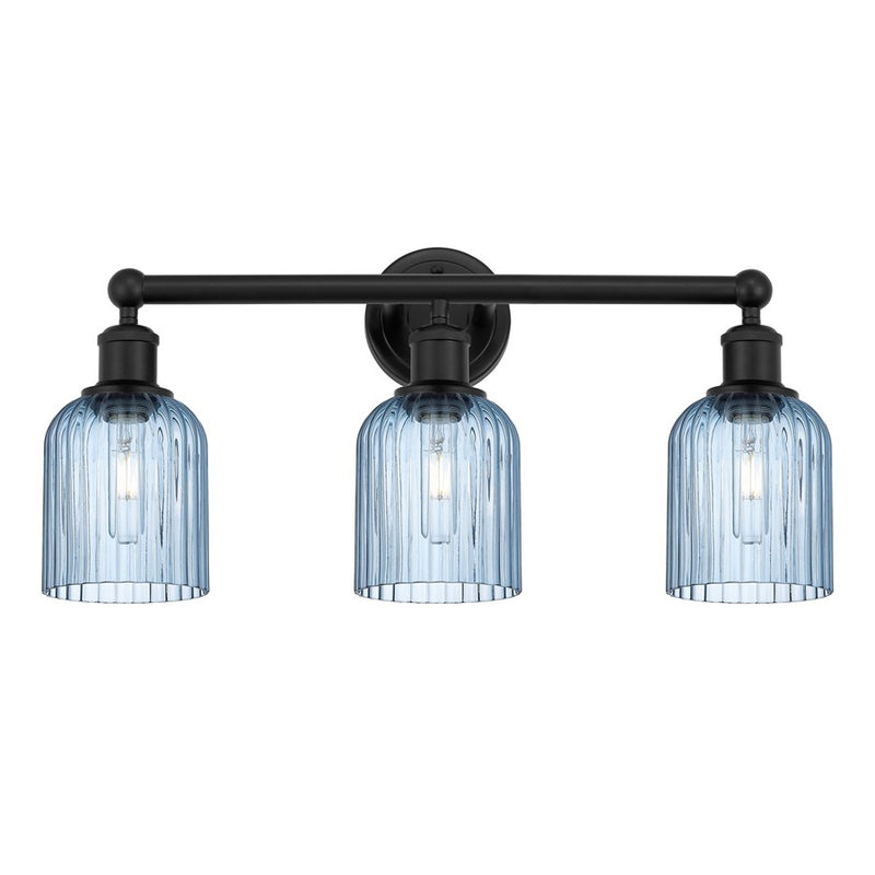 Innovations Edison Bridal Veil 3Lt 23" Bath, Black/Blue - 616-3W-BK-G559-5BL