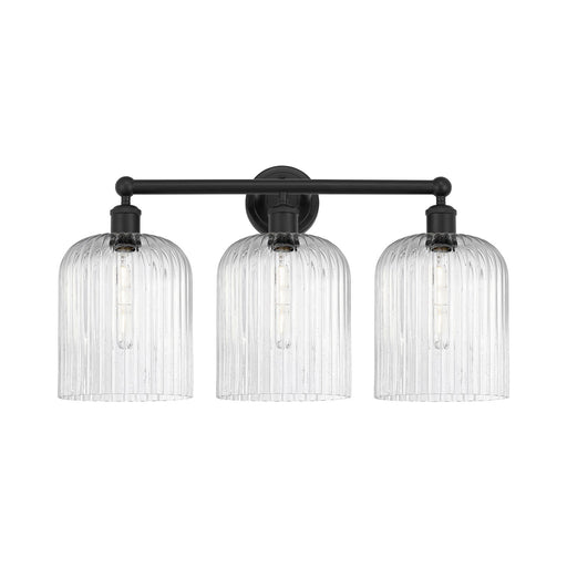 Innovations Bridal Veil 23in 3-Light Bath Vanity Light | Art Nouveau Industrial Matte Black Steel and Seedy Glass | Bathroom | Model 616-3W-BK-G559-8SDY