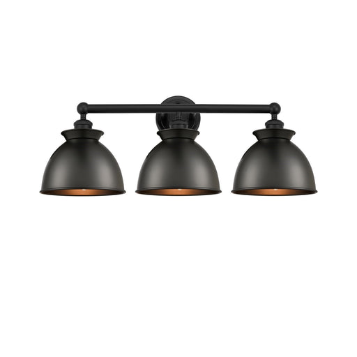 Innovations Adirondack 26in 3-Light Bath Vanity Light | Industrial Farmhouse Matte Black Steel and Cast Brass with Matte Black | Model 616-3W-BK-M14-BK