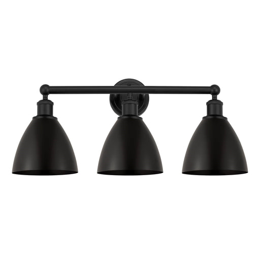 Innovations Bristol 26in 3-Light Bath Vanity Light | Industrial Matte Black Steel and Cast Brass with Matte Black Metal Shade | Model 616-3W-BK-MBD-75-BK