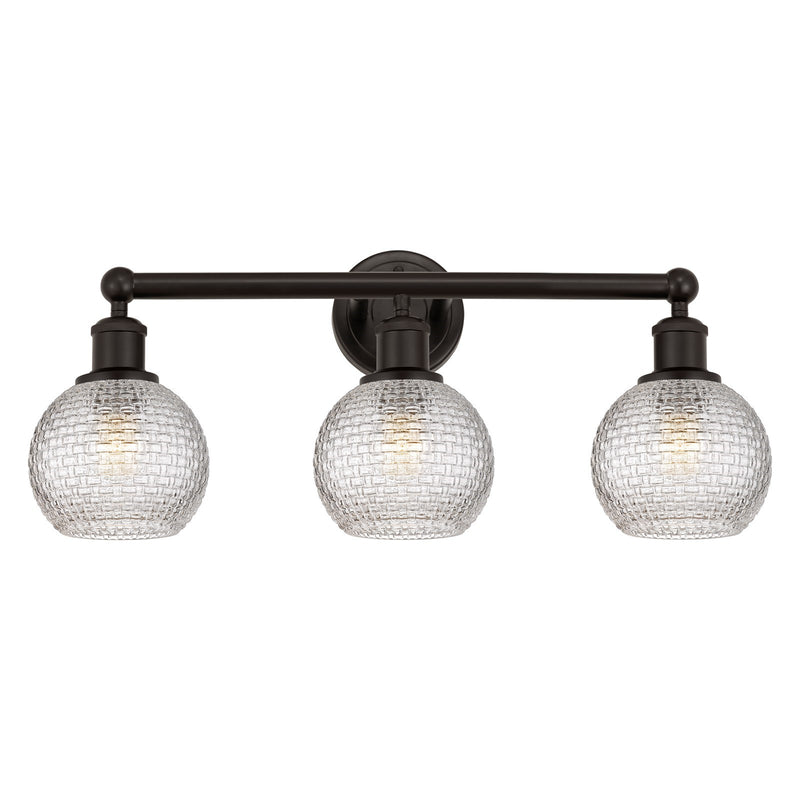 Innovations Athens 24in 3-Light Bath Vanity Light | Modern Farmhouse Oil Rubbed Bronze and Clear Basket Weave Glass | Bathroom | Model 616-3W-OB-G122C-6CL
