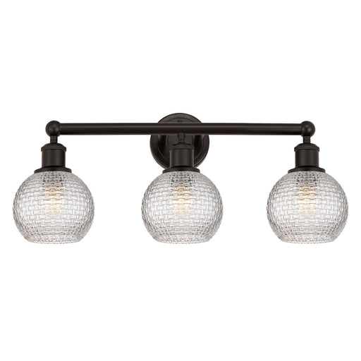 Innovations Athens 24in 3-Light Bath Vanity Light | Modern Farmhouse Oil Rubbed Bronze and Clear Basket Weave Glass | Bathroom | Model 616-3W-OB-G122C-6CL