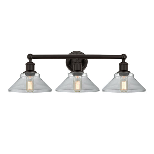 Innovations Orwell 26in 3-Light Bath Vanity Light | Industrial Oil Rubbed Bronze Steel and Clear Glass | Bathroom Vanity | 26.38 x | Model 616-3W-OB-G132