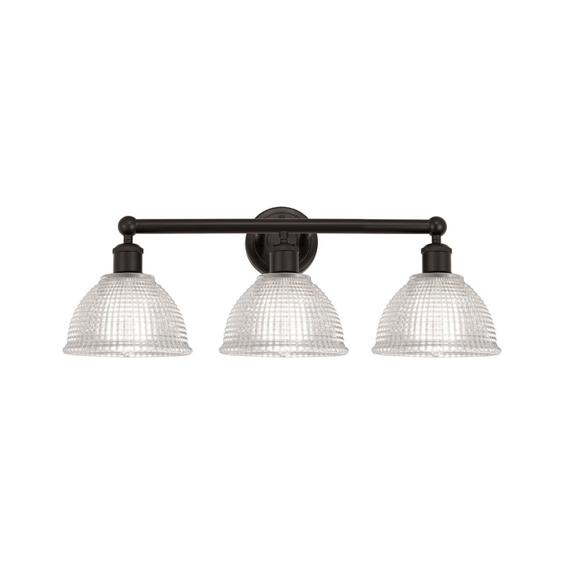 Innovations Arietta 26in 3-Light Bath Vanity Light | Industrial Oil Rubbed Bronze Steel and Clear Glass | Bathroom Vanity & Powder | Model 616-3W-OB-G422