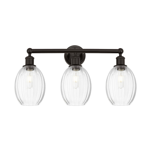 Innovations Preston Bulb 24in 3-Light Bath Vanity Light | Industrial Oil Rubbed Bronze Steel and Clear Glass | Bathroom Vanity | Model 616-3W-OB-G459-6CL