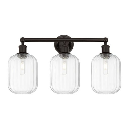 Innovations Preston Cylinder 25in 3-Light Bath Vanity Light | Industrial Oil Rubbed Bronze Steel and Clear Glass | Bathroom | Model 616-3W-OB-G460-7CL