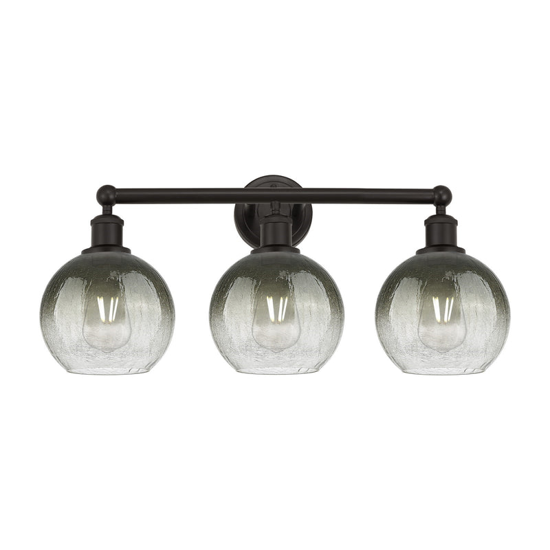 Innovations Brookhaven Globe 26in 3-Light Bath Vanity Light | Industrial Oil Rubbed Bronze Steel and Slate Glass | Bathroom | Model 616-3W-OB-G483-8SL