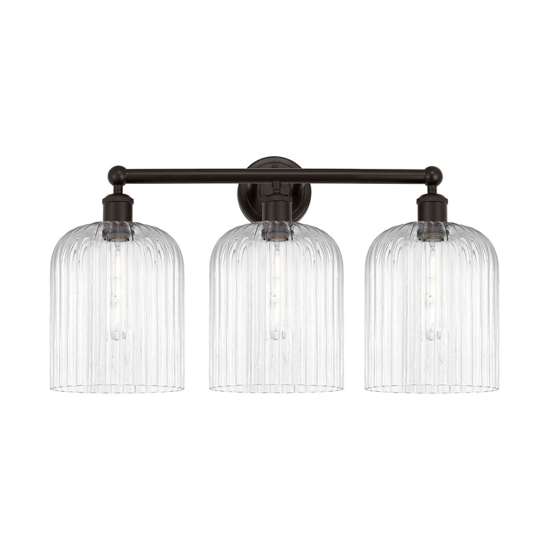 Innovations Bridal Veil 23in 3-Light Bath Vanity Light | Art Nouveau Oil Rubbed Bronze and Clear Ribbed Glass | Bathroom Vanity | Model 616-3W-OB-G559-8CL
