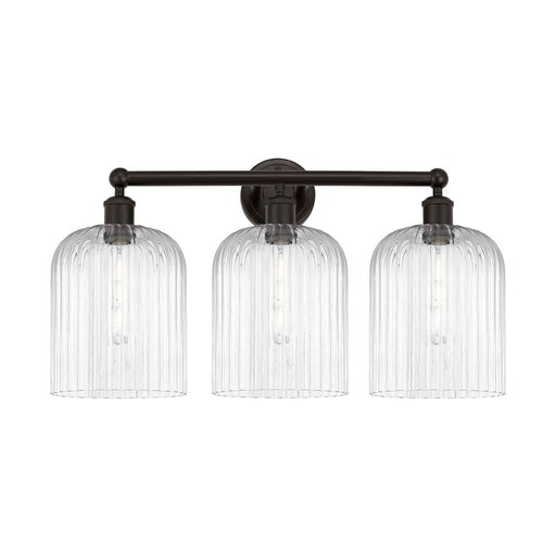 Innovations Bridal Veil 23in 3-Light Bath Vanity Light | Art Nouveau Oil Rubbed Bronze and Clear Ribbed Glass | Bathroom Vanity | Model 616-3W-OB-G559-8CL