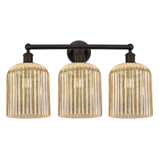 Innovations Bridal Veil 23in 3-Light Bath Vanity Light | Art Nouveau Oil Rubbed Bronze and Mercury Ribbed Glass | Bathroom | Model 616-3W-OB-G559-8ME