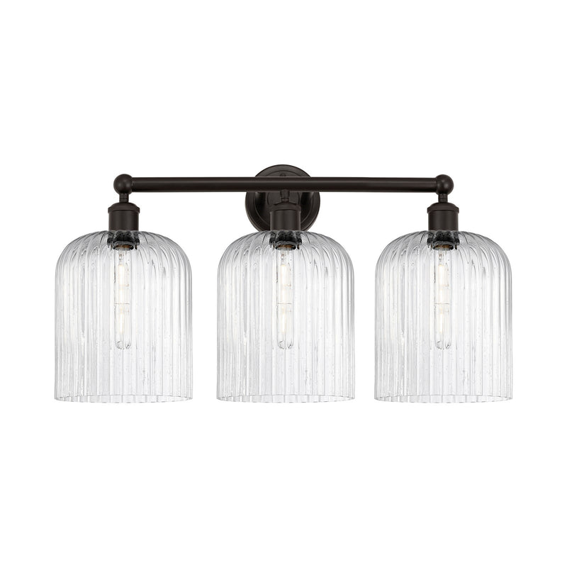 Innovations Bridal Veil 23in 3-Light Bath Vanity Light | Art Nouveau Oil Rubbed Bronze Steel and Seedy Ribbed Glass | Bathroom | Model 616-3W-OB-G559-8SDY