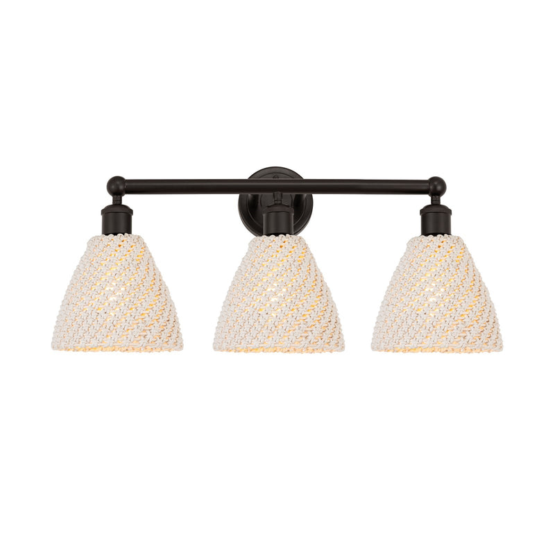 Innovations Bristol Natural 26in 3-Light Bath Vanity Light | Industrial Oil Rubbed Bronze Steel and Cast Brass with Natural | Model 616-3W-OB-NBD-75-NAT
