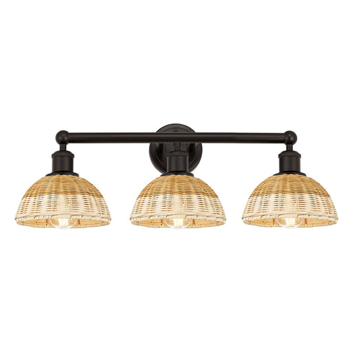 Innovations Lighting Bristol Natural II 26in 3-Light Bath Vanity Light | Industrial Oil Rubbed Bronze Steel and Natural | Model 616-3W-OB-NBD2-75-NAT