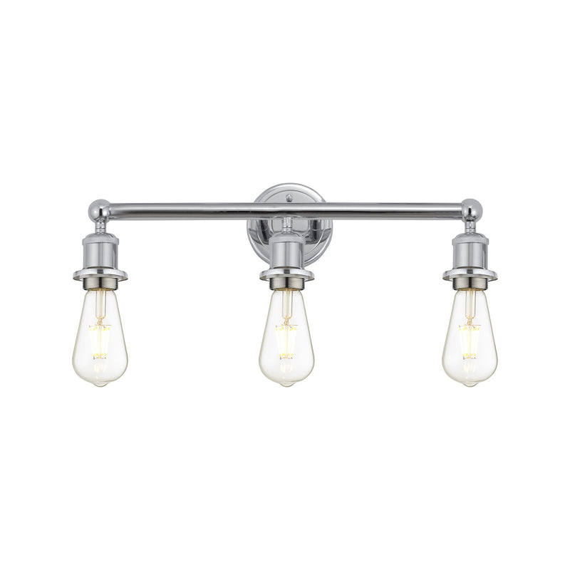 Innovations Edison 21in 3-Light Bath Vanity Light | Industrial Polished Chrome Steel and Cast Brass | Bathroom Vanity | 21.38 x 6 x 6.25 | Model 616-3W-PC