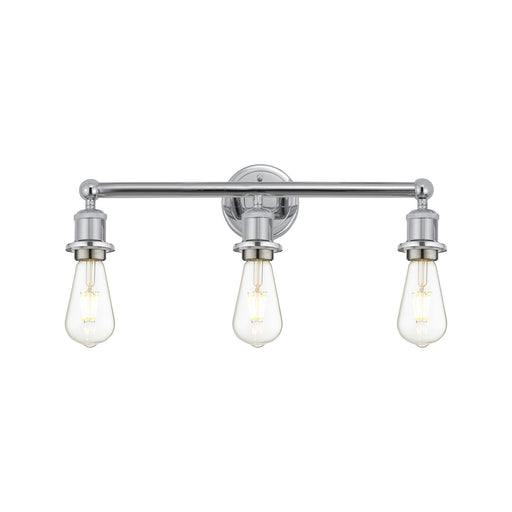 Innovations Edison 21in 3-Light Bath Vanity Light | Industrial Polished Chrome Steel and Cast Brass | Bathroom Vanity | 21.38 x 6 x 6.25 | Model 616-3W-PC