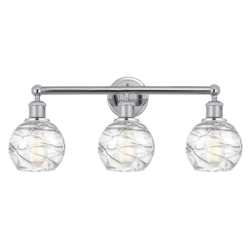 Innovations Athens Deco Swirl 24in 3-Light Bath Vanity Light | Industrial Polished Chrome and Clear Deco Swirl Glass | Kitchen | Model 616-3W-PC-G1213-6CL