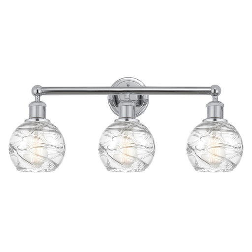 Innovations Athens Deco Swirl 24in 3-Light Bath Vanity Light | Industrial Polished Chrome and Clear Deco Swirl Glass | Kitchen | Model 616-3W-PC-G1213-6CL