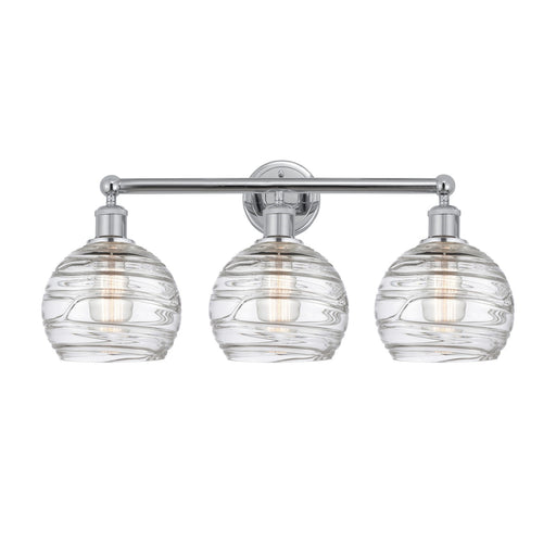 Innovations Athens Deco Swirl 26in 3-Light Bath Vanity Light | Industrial Polished Chrome and Clear Deco Swirl Glass | Model 616-3W-PC-G1213-8CL