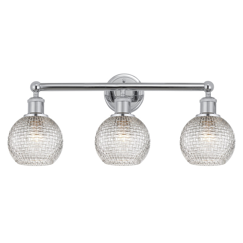 Innovations Athens 24in 3-Light Bath Vanity Light | Modern Farmhouse Polished Chrome and Clear Basket Weave Glass | Bathroom | Model 616-3W-PC-G122C-6CL