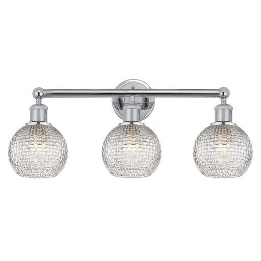 Innovations Athens 24in 3-Light Bath Vanity Light | Modern Farmhouse Polished Chrome and Clear Basket Weave Glass | Bathroom | Model 616-3W-PC-G122C-6CL