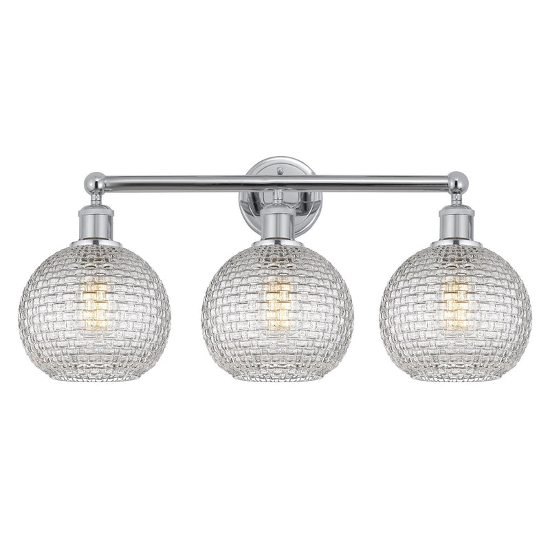 Innovations Athens 26in 3-Light Bath Vanity | Modern Farmhouse Polished Chrome and Clear Basket Weave Glass | Bathroom Vanity | Model 616-3W-PC-G122C-8CL