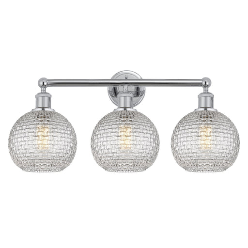 Innovations Athens 26in 3-Light Bath Vanity | Modern Farmhouse Polished Chrome and Clear Basket Weave Glass | Bathroom Vanity | Model 616-3W-PC-G122C-8CL