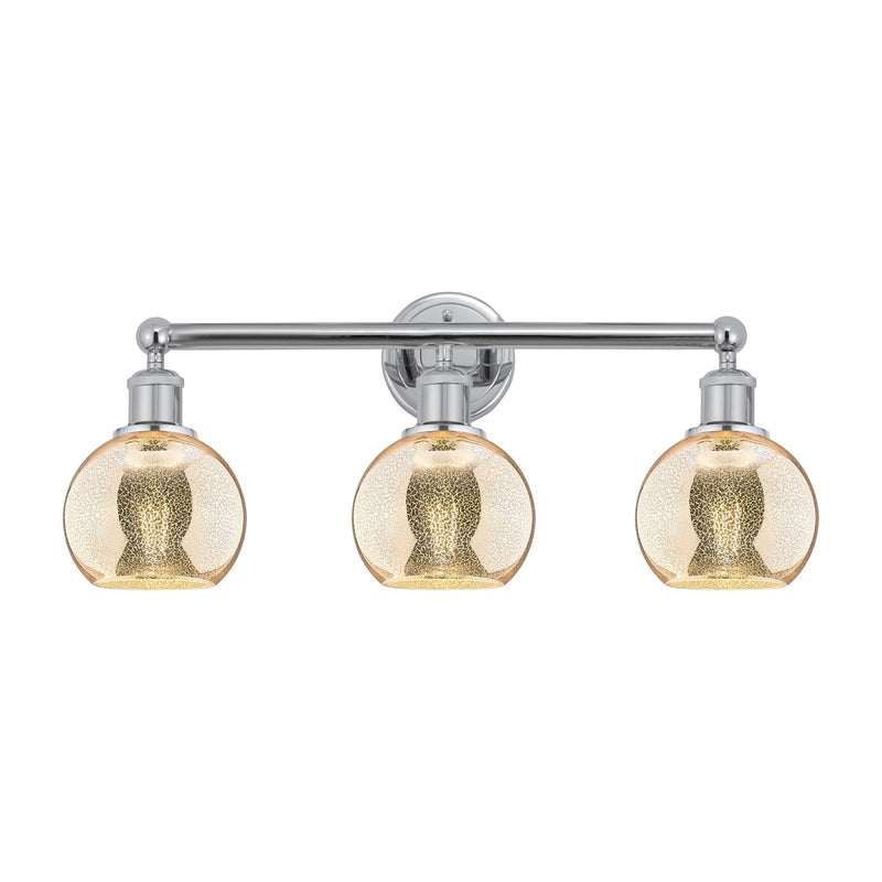 Innovations Athens 24in 3-Light Bath Vanity | Industrial Polished Chrome Steel and Mercury Glass | Bathroom Vanity Lighting | Model 616-3W-PC-G128-6