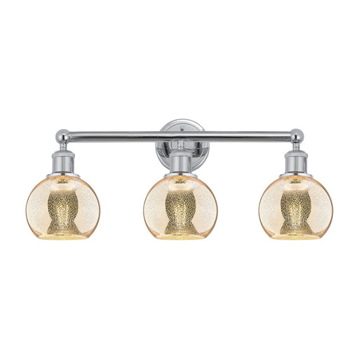 Innovations Athens 24in 3-Light Bath Vanity | Industrial Polished Chrome Steel and Mercury Glass | Bathroom Vanity Lighting | Model 616-3W-PC-G128-6