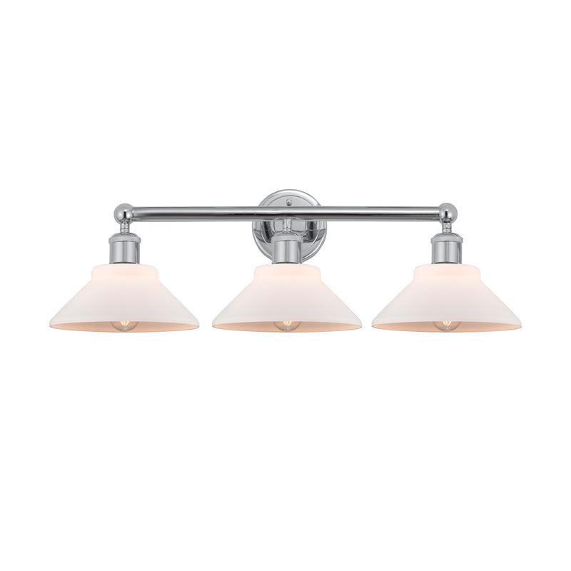 Innovations Orwell 26in 3-Light Bath Vanity Light | Industrial Polished Chrome Steel and Matte White Glass | Bathroom Vanity | Model 616-3W-PC-G131