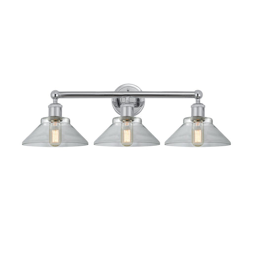 Innovations Orwell 26in 3-Light Bath Vanity Light | Industrial Polished Chrome Steel and Clear Cone Glass | Bathroom Vanity | 26.38 | Model 616-3W-PC-G132