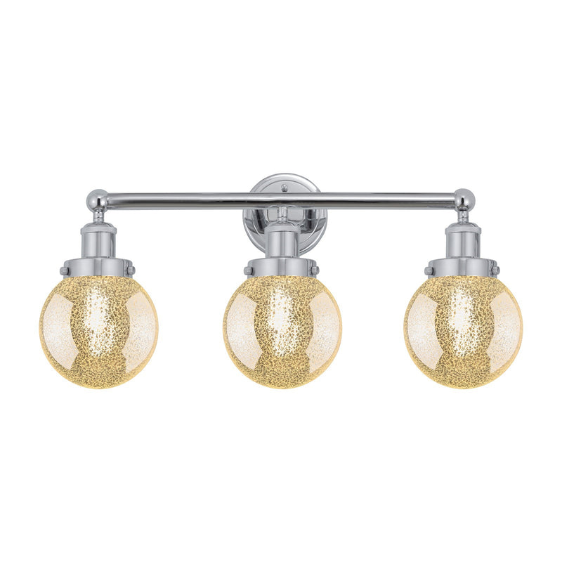 Innovations Beacon 24in 3-Light Bath Vanity Light | Art Nouveau Industrial Polished Chrome and Mercury Ribbed Glass | Bathroom | Model 616-3W-PC-G208-6