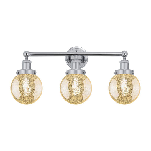 Innovations Beacon 24in 3-Light Bath Vanity Light | Art Nouveau Industrial Polished Chrome and Mercury Ribbed Glass | Bathroom | Model 616-3W-PC-G208-6