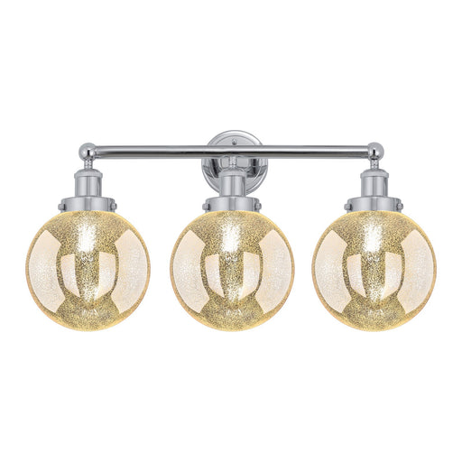 Innovations Beacon 26in 3-Light Bath Vanity Light | Art Nouveau Industrial Polished Chrome and Mercury Ribbed Glass | Bathroom | Model 616-3W-PC-G208-8