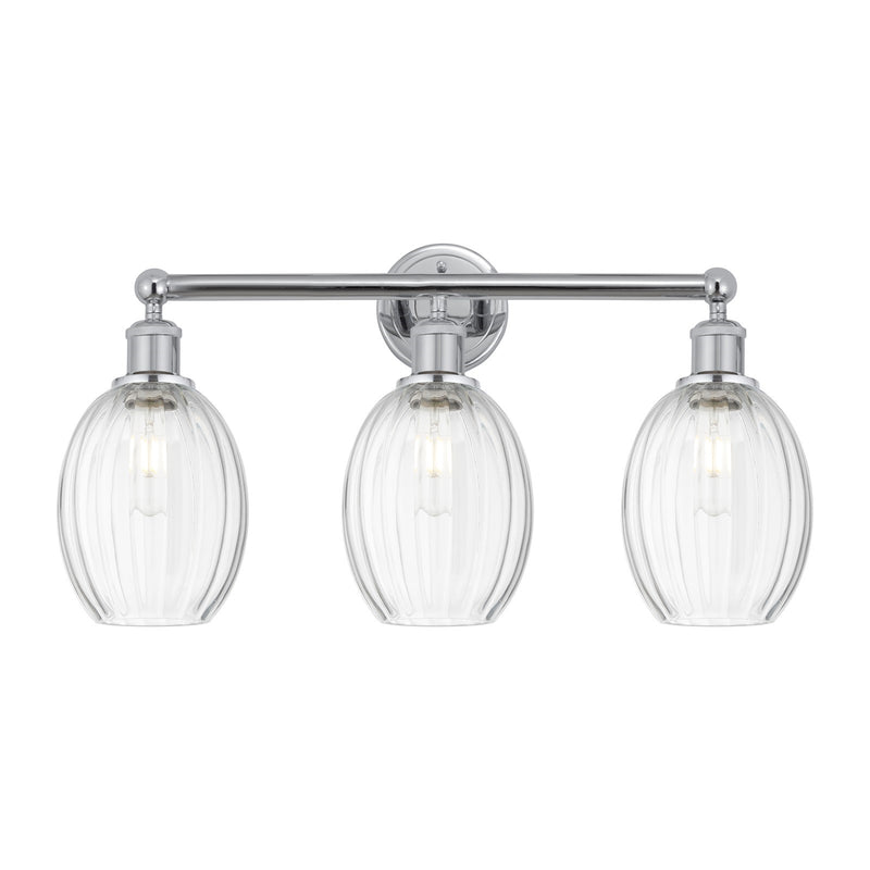 Innovations Preston Bulb 24in 3-Light Bath Vanity Light | Industrial Modern Polished Chrome and Clear Glass | Bathroom Vanity | Model 616-3W-PC-G459-6CL