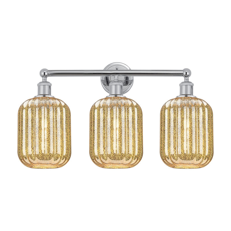 Innovations Preston Cylinder 25in 3-Light Bath Vanity Light | Industrial Polished Chrome and Mercury Glass | Bathroom Vanity | Model 616-3W-PC-G460-7ME