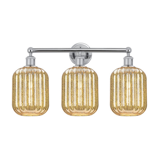 Innovations Preston Cylinder 25in 3-Light Bath Vanity Light | Industrial Polished Chrome and Mercury Glass | Bathroom Vanity | Model 616-3W-PC-G460-7ME