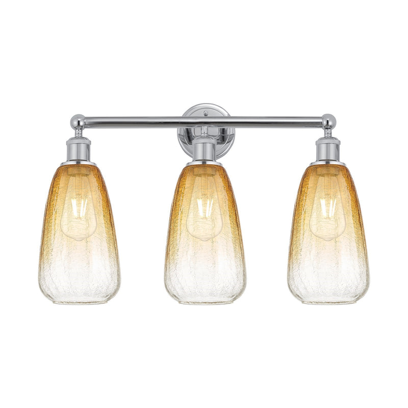 Innovations Brookhaven Almond 24in 3-Light Bath Vanity Light | Industrial Polished Chrome and Amber Glass | Bathroom Vanity | Model 616-3W-PC-G480-6AM