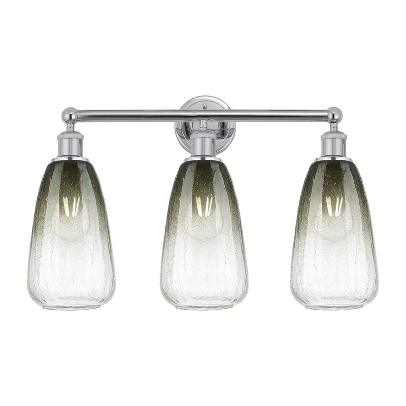 Innovations Brookhaven Almond 24in 3-Light Bath Vanity Light | Industrial Polished Chrome Steel and Slate Glass | Bathroom | Model 616-3W-PC-G480-6SL