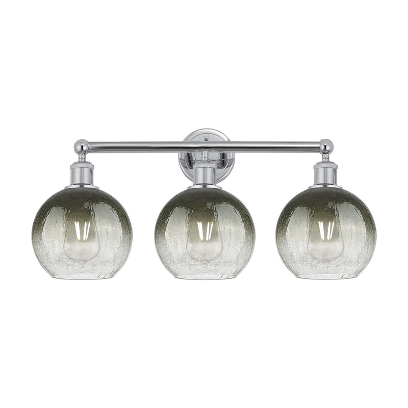 Innovations Brookhaven Globe 26in 3-Light Bath Vanity Light | Industrial Polished Chrome and Slate Glass | Bathroom Vanity | Model 616-3W-PC-G483-8SL