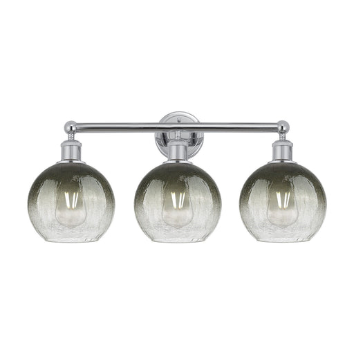 Innovations Brookhaven Globe 26in 3-Light Bath Vanity Light | Industrial Polished Chrome and Slate Glass | Bathroom Vanity | Model 616-3W-PC-G483-8SL