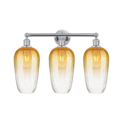 Innovations Brookhaven Flute 25in 3-Light Bath Vanity Light | Industrial Polished Chrome and Amber Glass | Bathroom Vanity | 25 | Model 616-3W-PC-G484-7AM