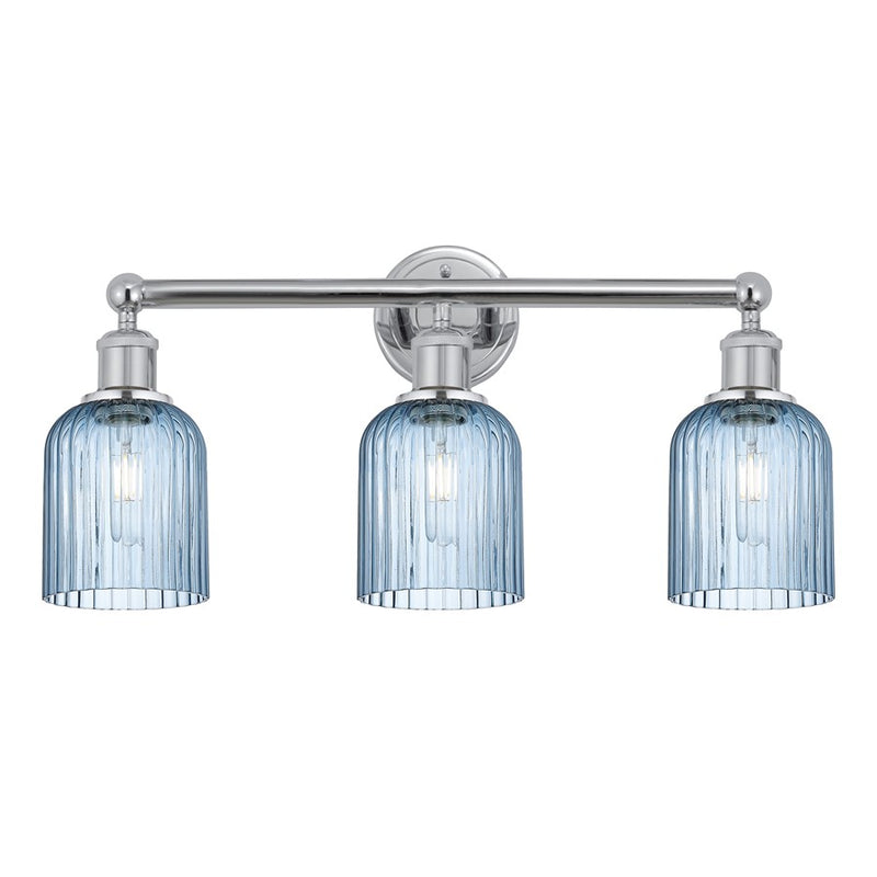 Innovations Edison Bridal Veil 3Lt 23" Bath, Chrome/Blue - 616-3W-PC-G559-5BL