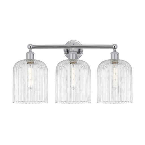 Innovations Bridal Veil 23in 3-Light Bath Vanity | Art Nouveau Polished Chrome Steel and Clear Ribbed Glass | Bathroom & Powder | Model 616-3W-PC-G559-8CL