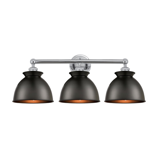 Innovations Adirondack 26in 3-Light Bath Vanity Light | Industrial Farmhouse Polished Chrome and Matte Black Metal Shade | Model 616-3W-PC-M14-BK