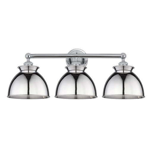 Innovations Adirondack 26in 3-Light Bath Vanity Light | Industrial Farmhouse Polished Chrome Steel and Metal Dome Shade | Model 616-3W-PC-M14-PC